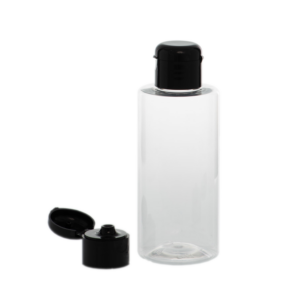 Botella 150ml PET Baja Transparente tapón Bisagra Negro